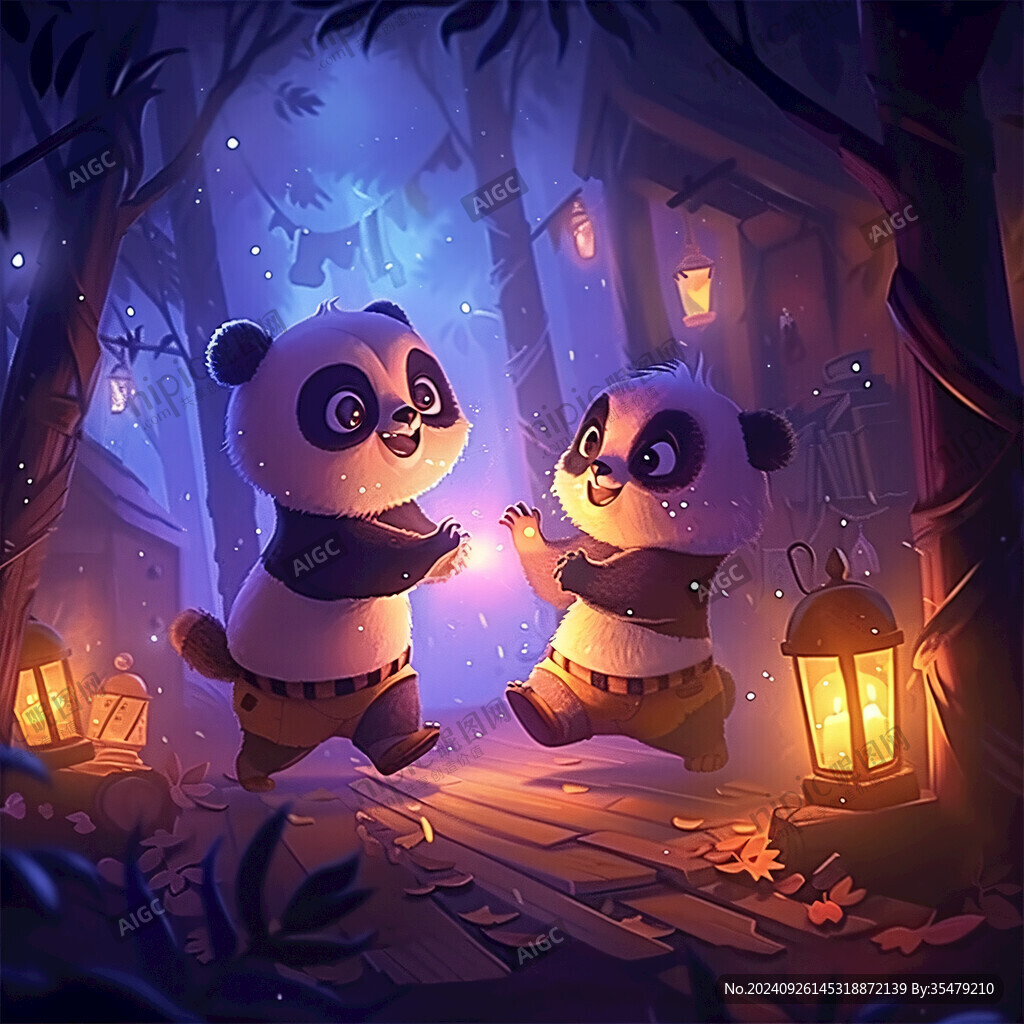 竹子熊貓ip形象插畫