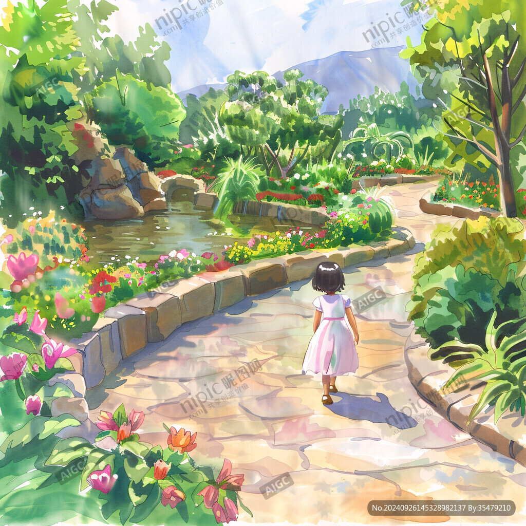 午后的小女孩插畫(huà)