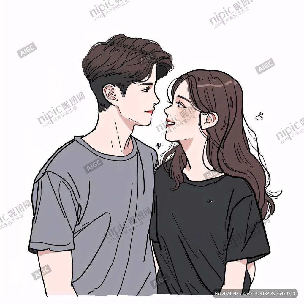 情侶頭像插畫