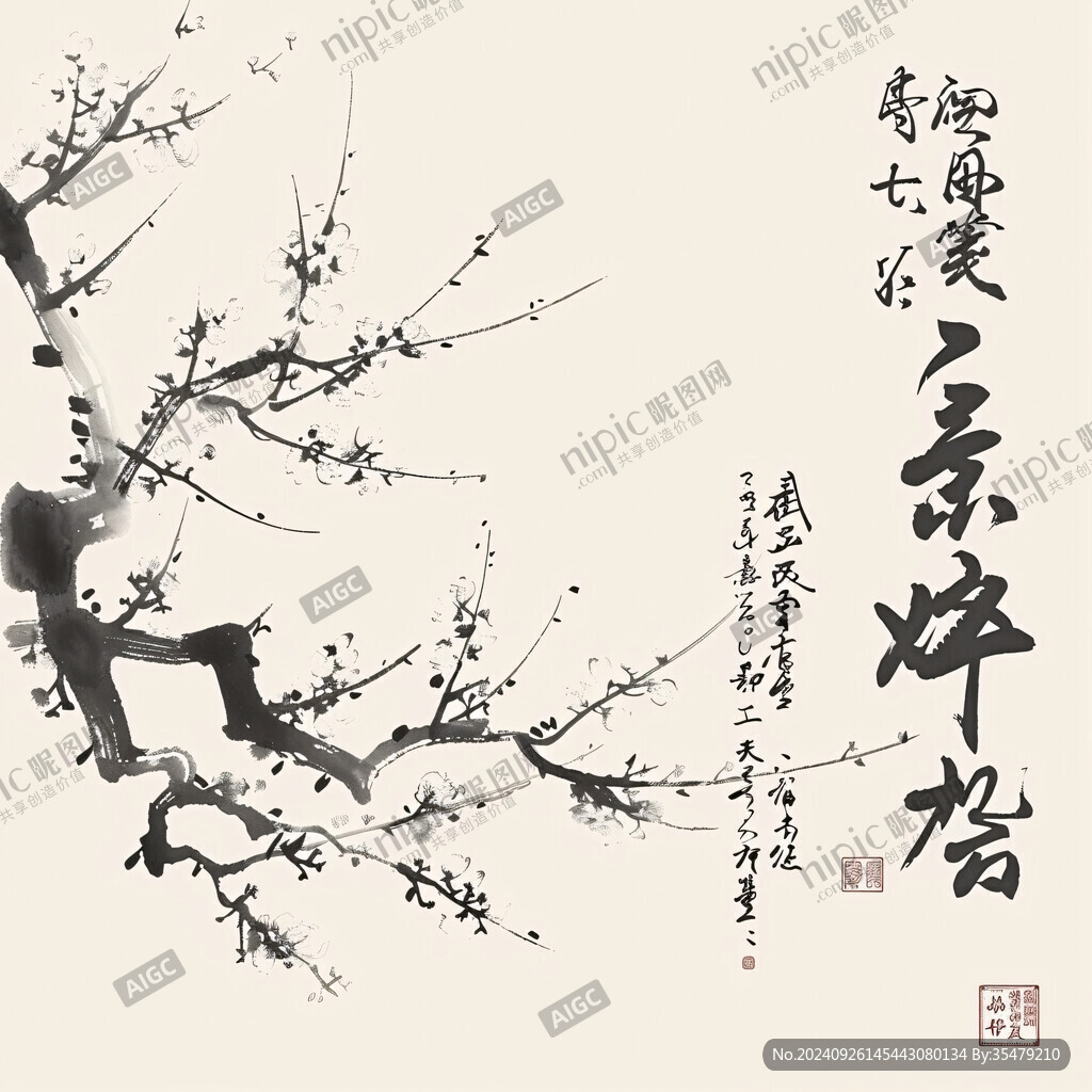 水墨畫中的春意盎然