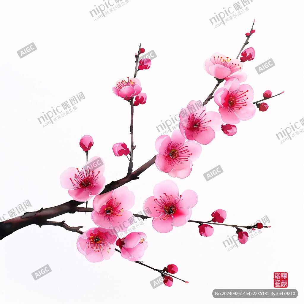春意盎然 粉紅梅花