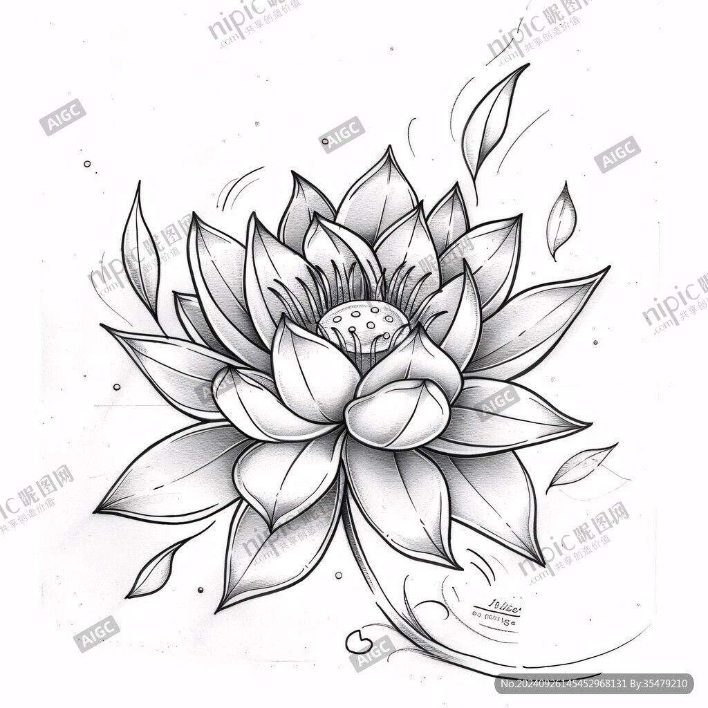 清雅素描 蓮花盛放