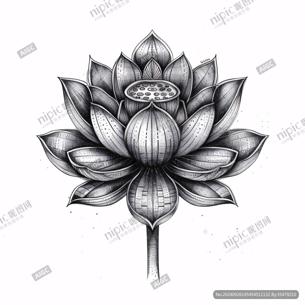 素描荷花 靜謐之美