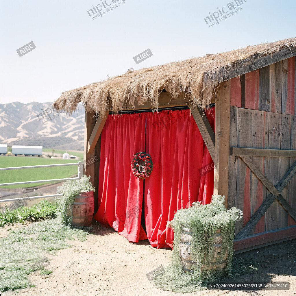紅簾遮掩的鄉(xiāng)間小屋