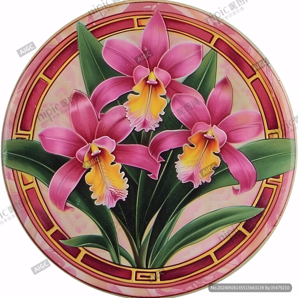 精美蘭花圖案盤子