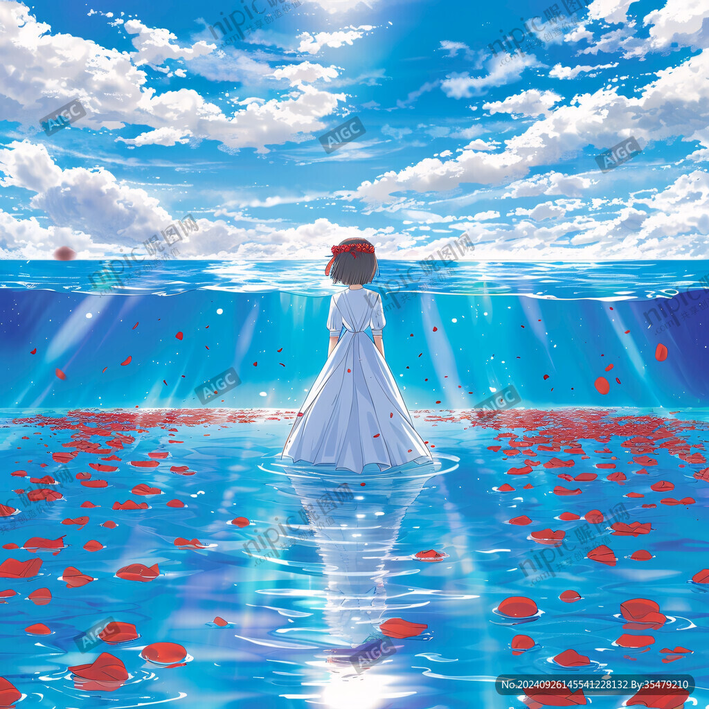海上花海 少女的背影