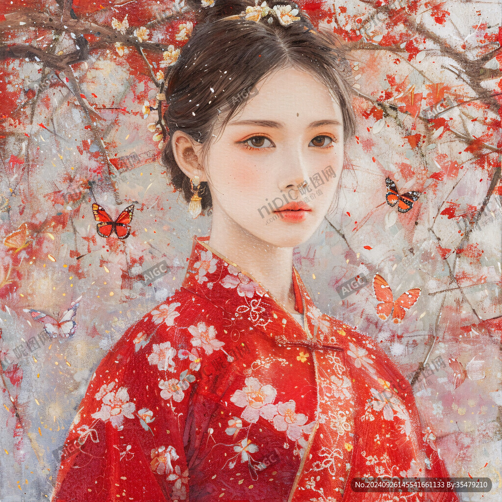 春日里的紅衣少女