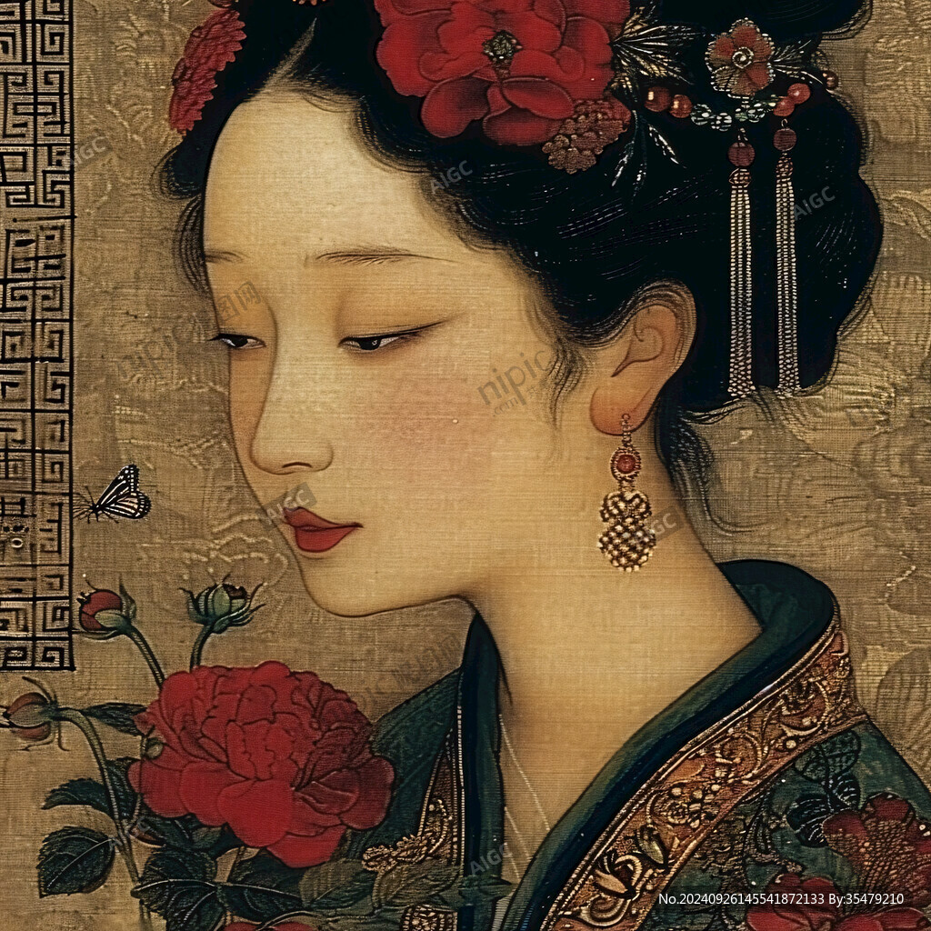 古典仕女圖 花容月貌