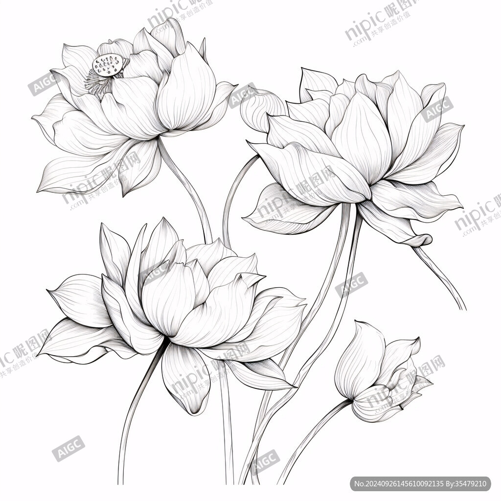 素描荷花 清雅淡泊