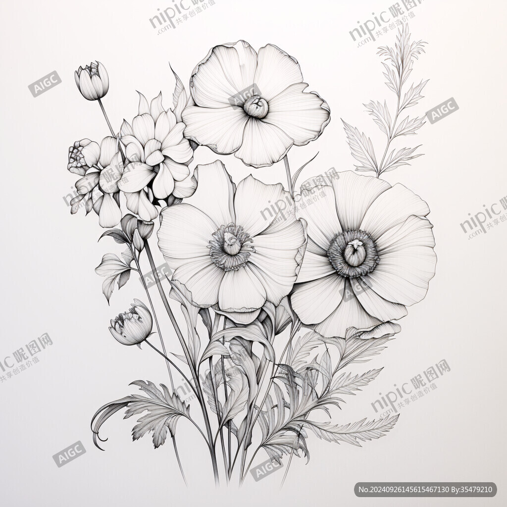 素描花卉 清新淡雅