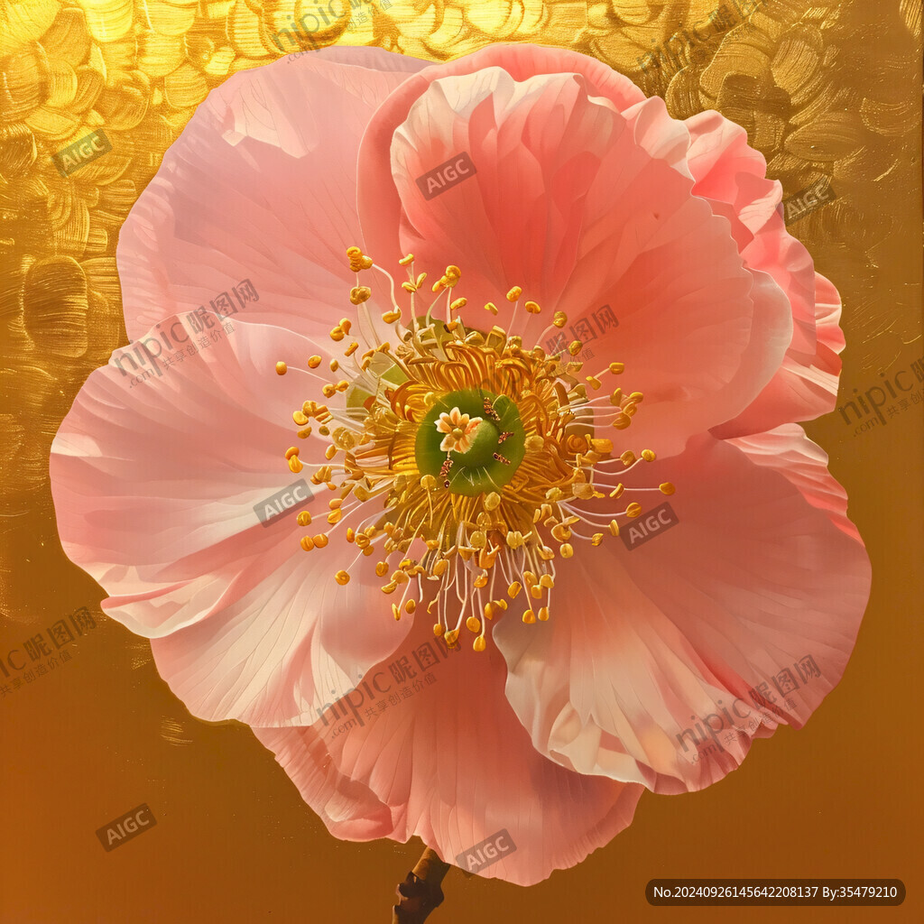 金箔映襯粉嫩花