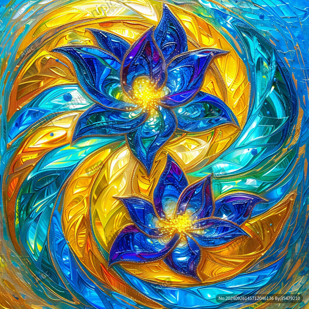 藍色蓮花 金色旋渦