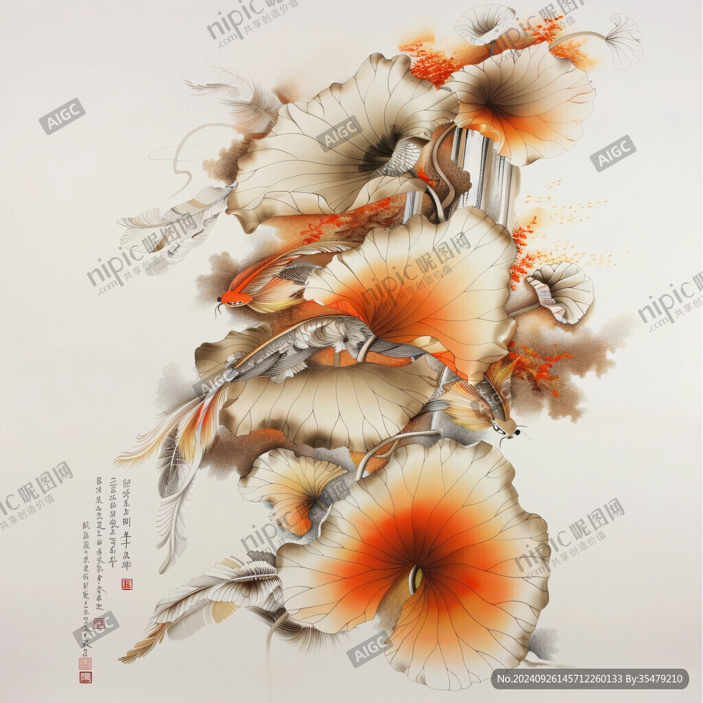 錦鯉戲荷 清雅脫俗