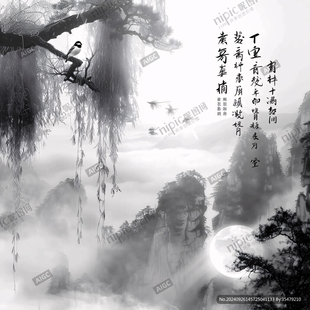 迎客松水墨