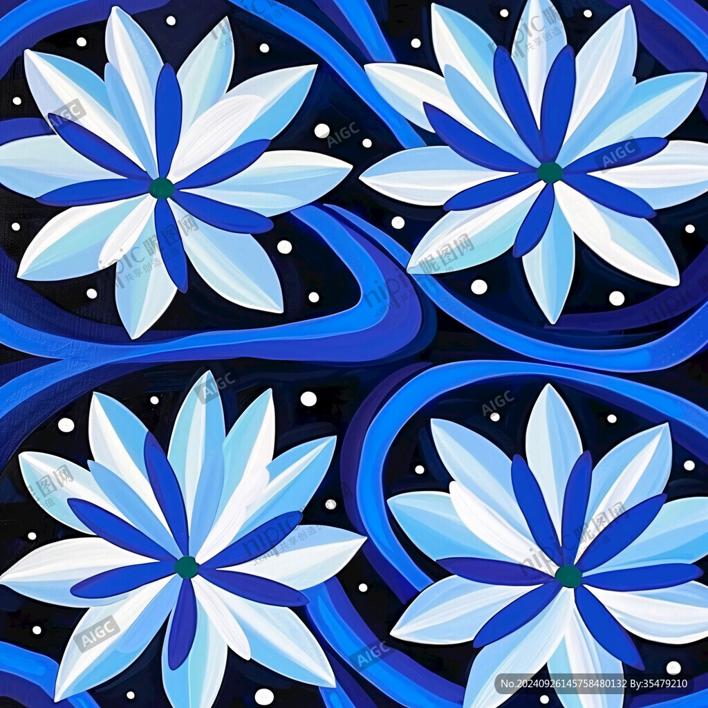 深藍(lán)色浪漫深邃花紋