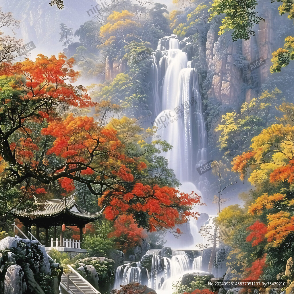 流水生財風(fēng)景畫