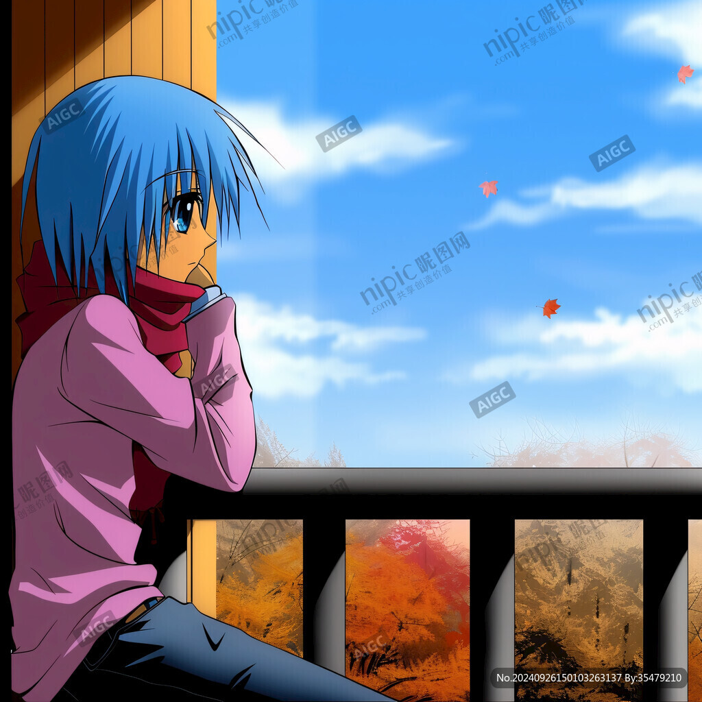 秋日窗邊 少女思緒