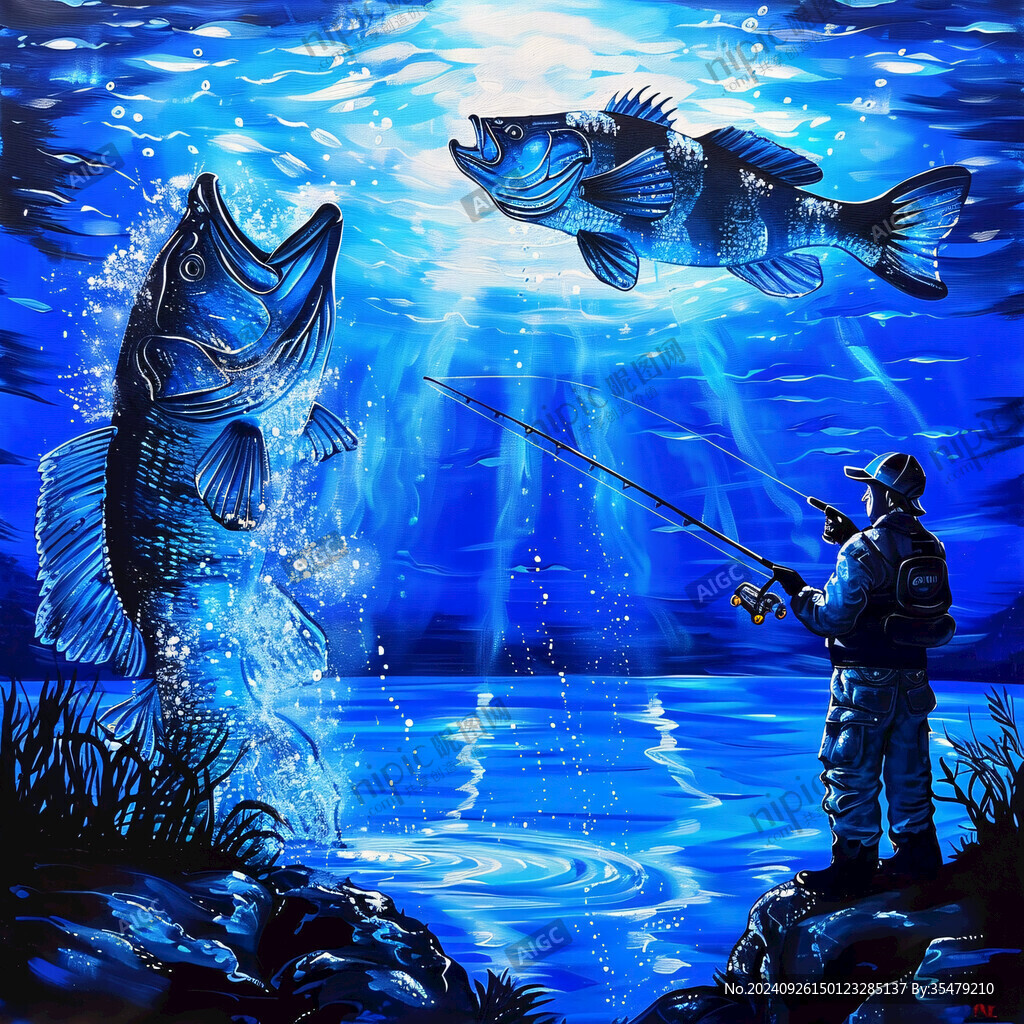 垂釣者與巨鱸搏斗