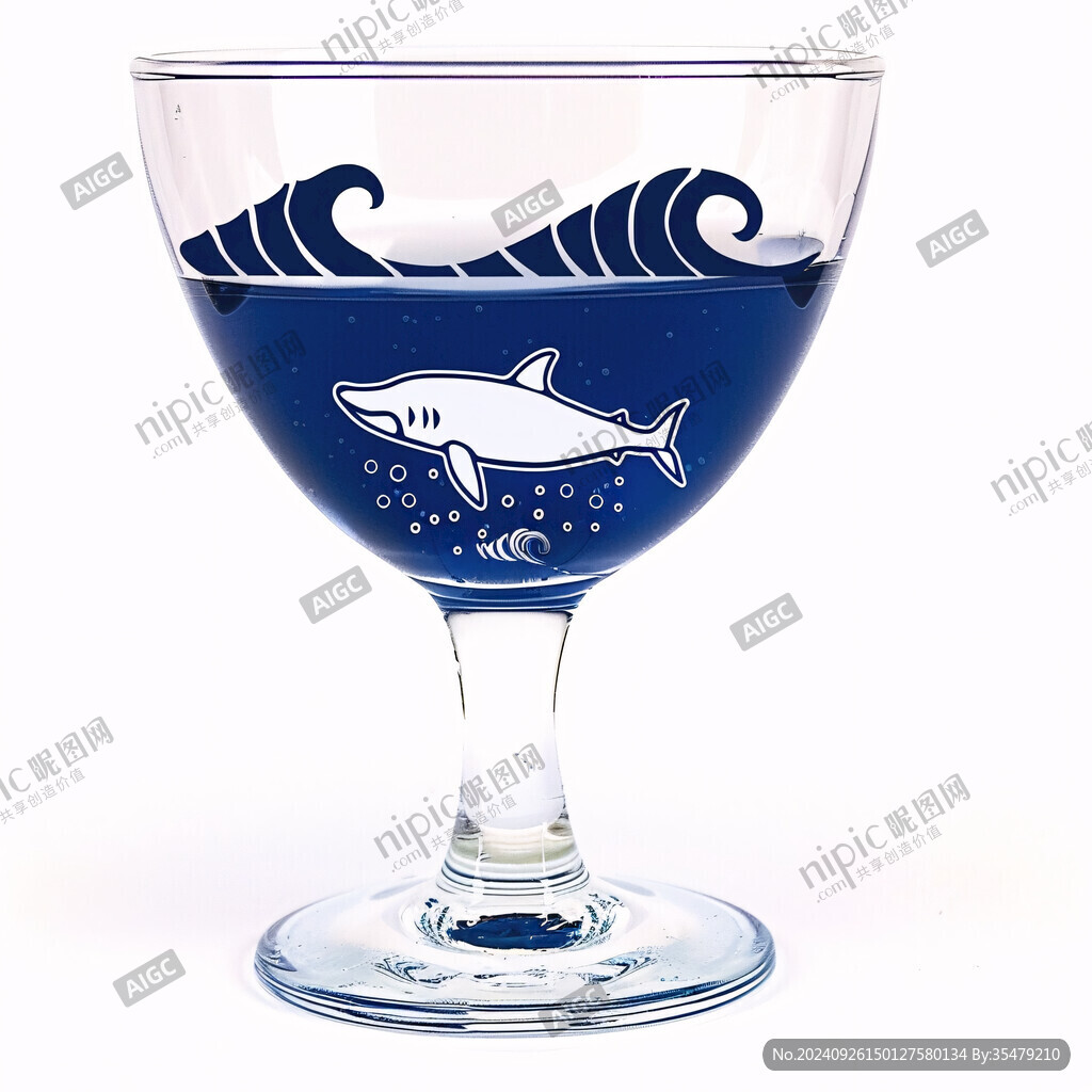 海洋風玻璃杯 鯊魚圖案