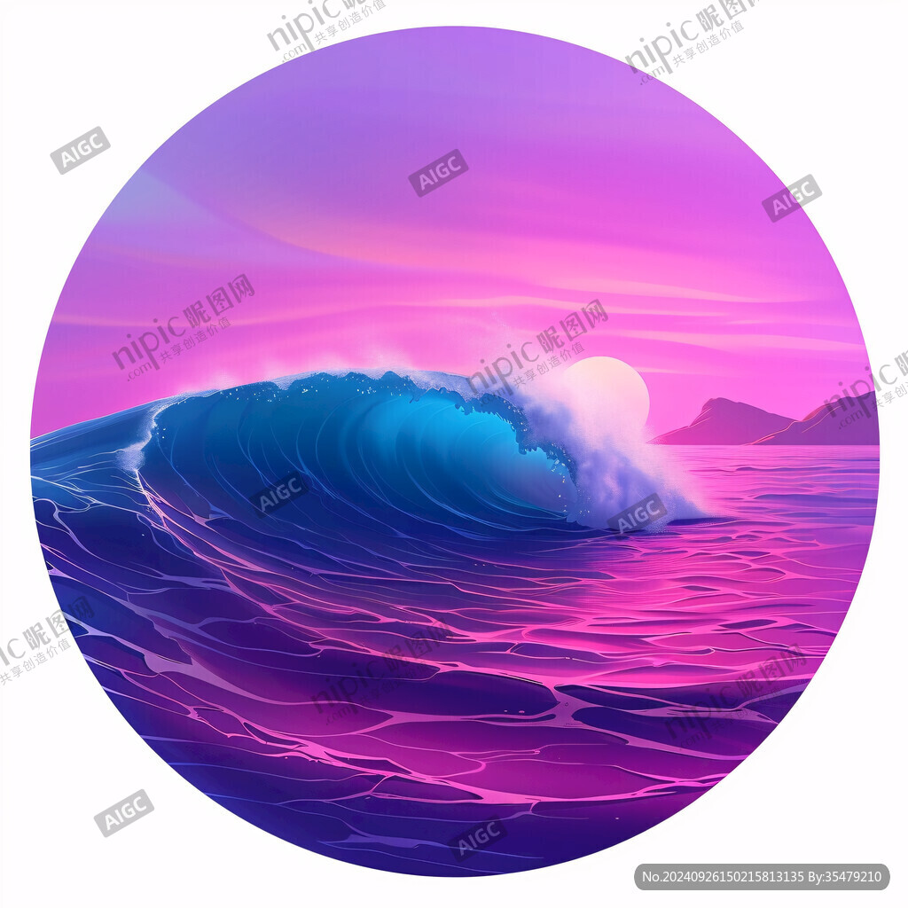 夢幻紫霞海浪