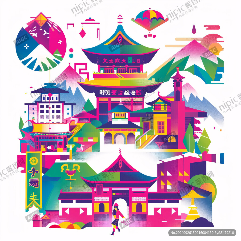日本文化街景插畫