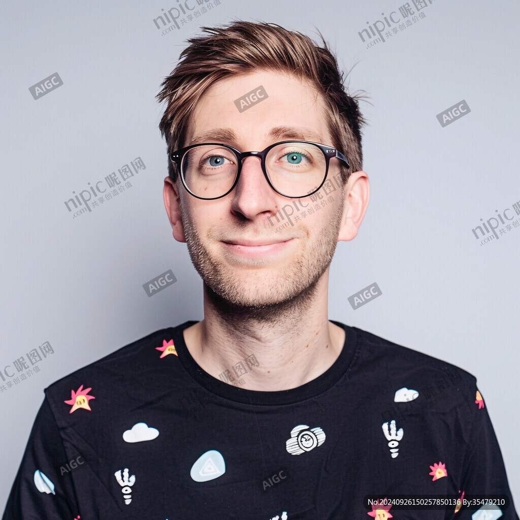 眼鏡男的自信笑容