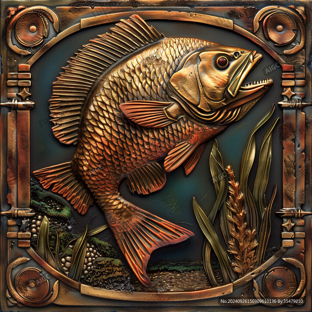 銅雕藝術(shù) 躍動的魚