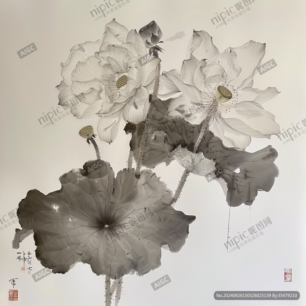 水墨荷花 清雅淡然