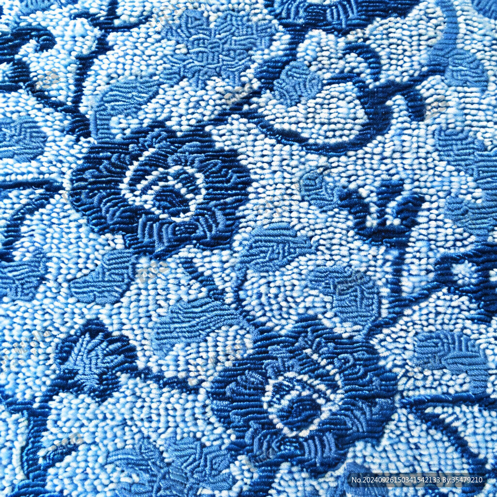 藍(lán)白花卉刺繡紋理