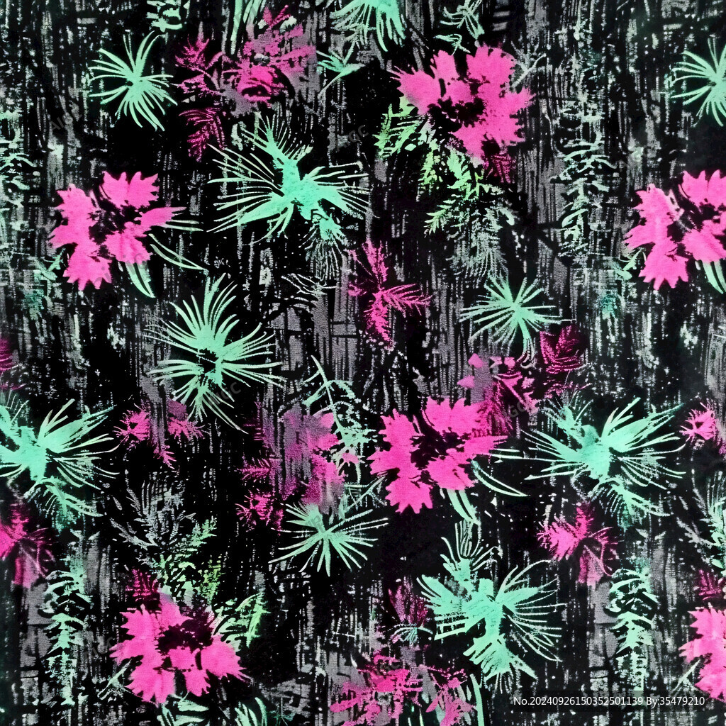 暗黑系花卉印花