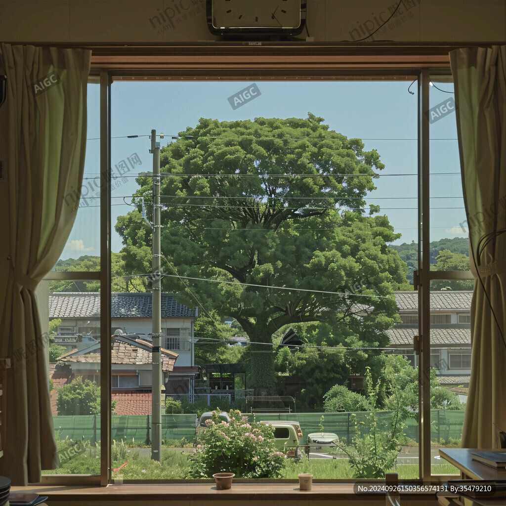 窗外綠意 夏日午后