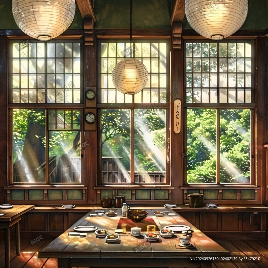 陽光灑滿的日式餐廳