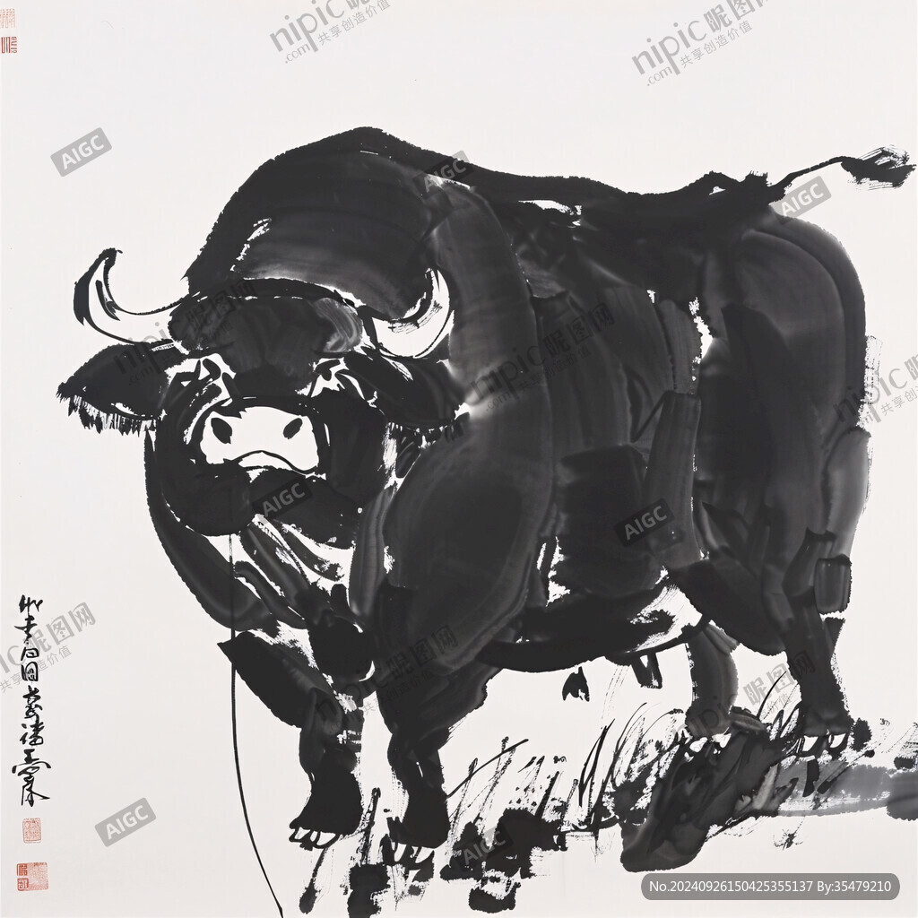 水墨牛圖 氣吞山河