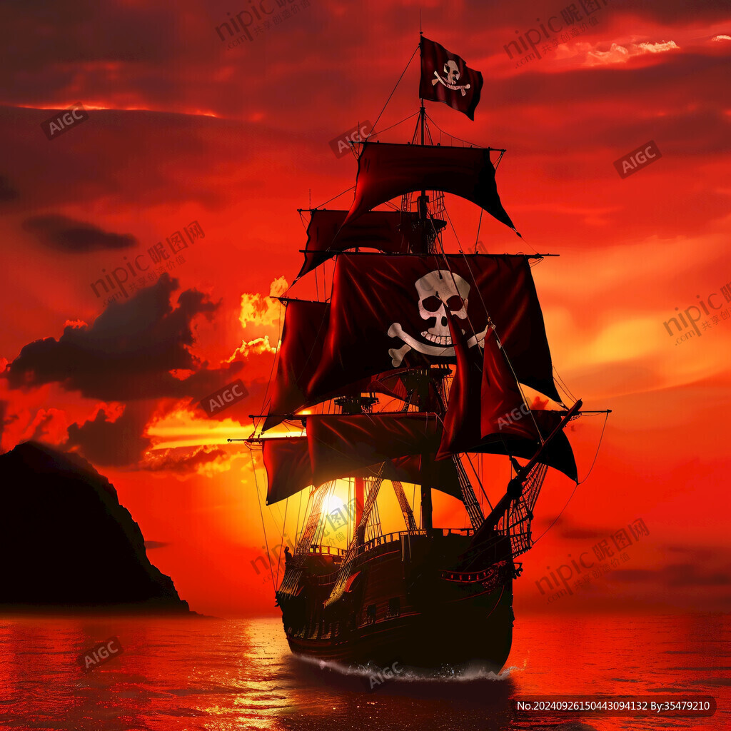 血色海盜船 夕陽下的航行