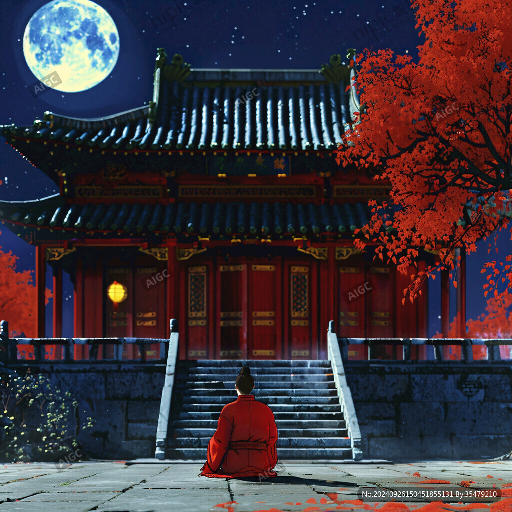月夜古寺 禪意靜謐