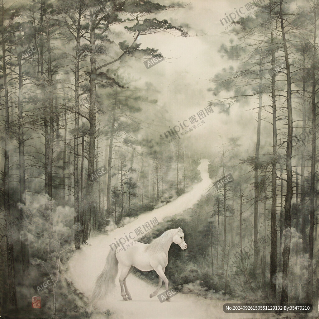 白馬踏青林