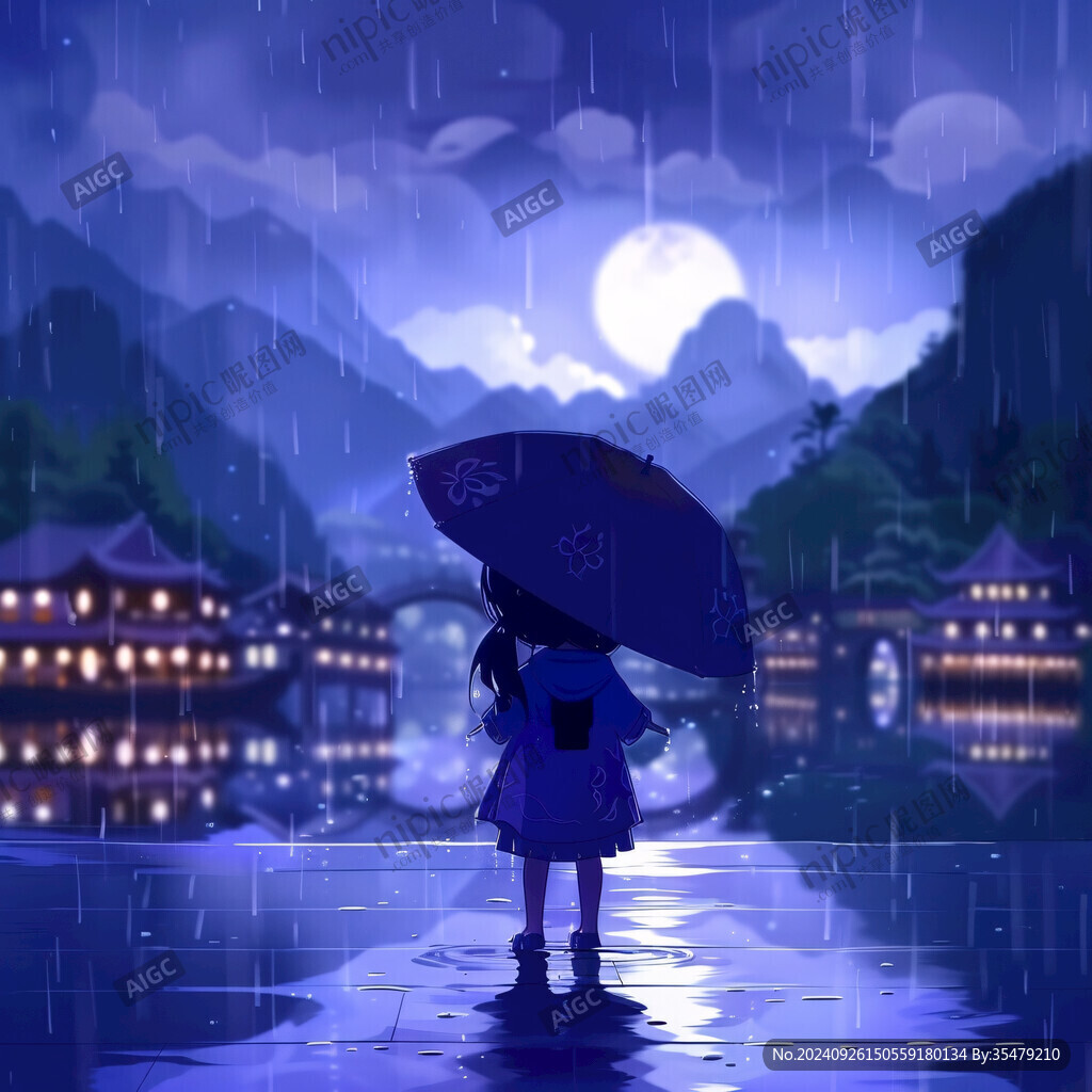 雨夜撐傘 靜待月色