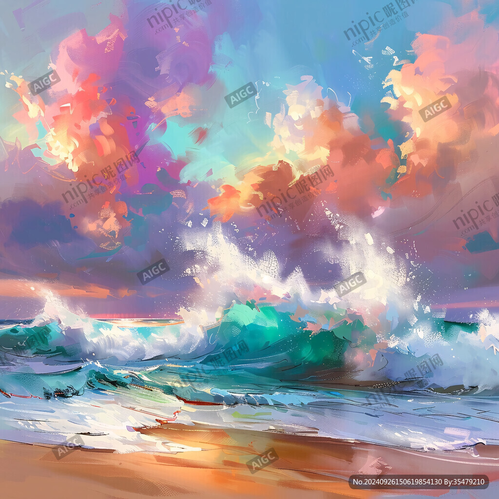 彩霞映海浪 夢幻海岸線