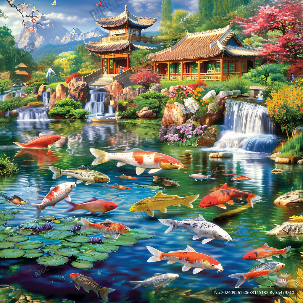 錦鯉戲水 江南水鄉(xiāng)