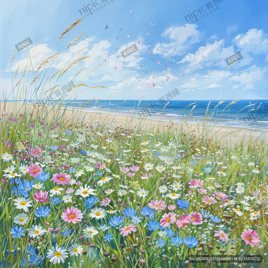 海邊野花盛放