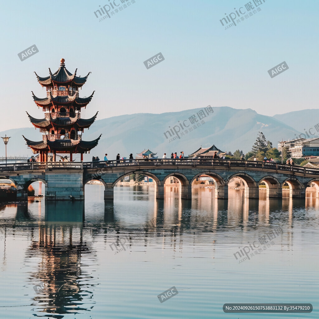 古橋映碧水 江南風(fēng)情美