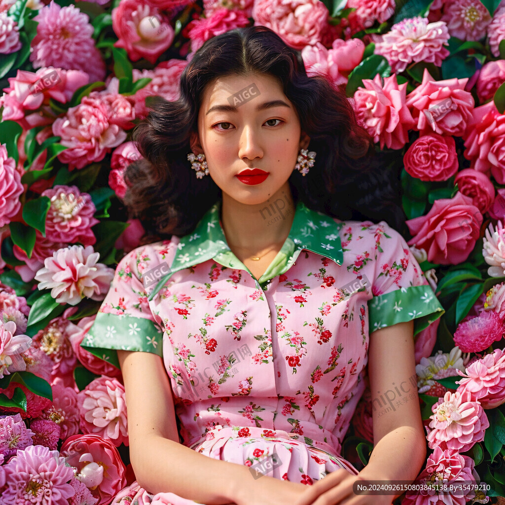 花海中的復(fù)古美人