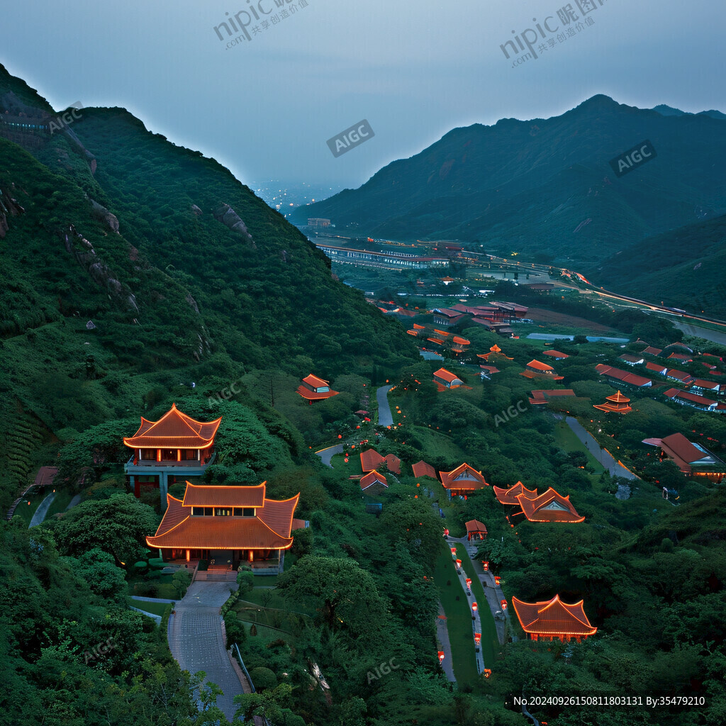 山頂古剎 夜色靜謐