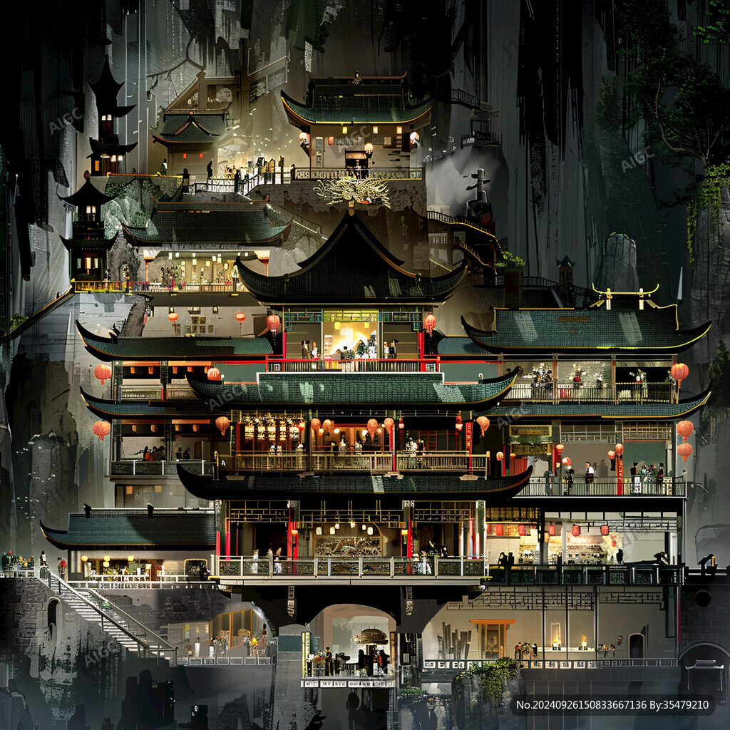 山間古鎮(zhèn) 夜色迷人