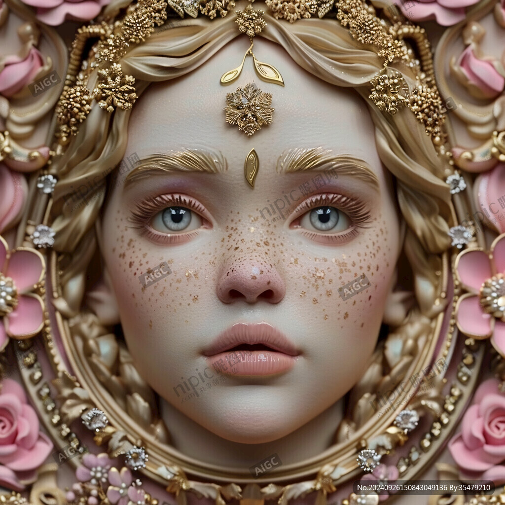 金色花環(huán)里的少女