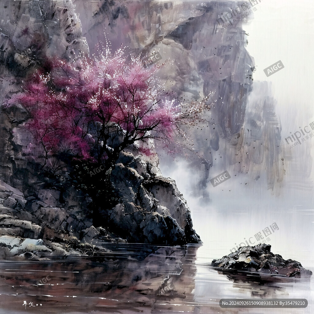 山間一抹粉紅