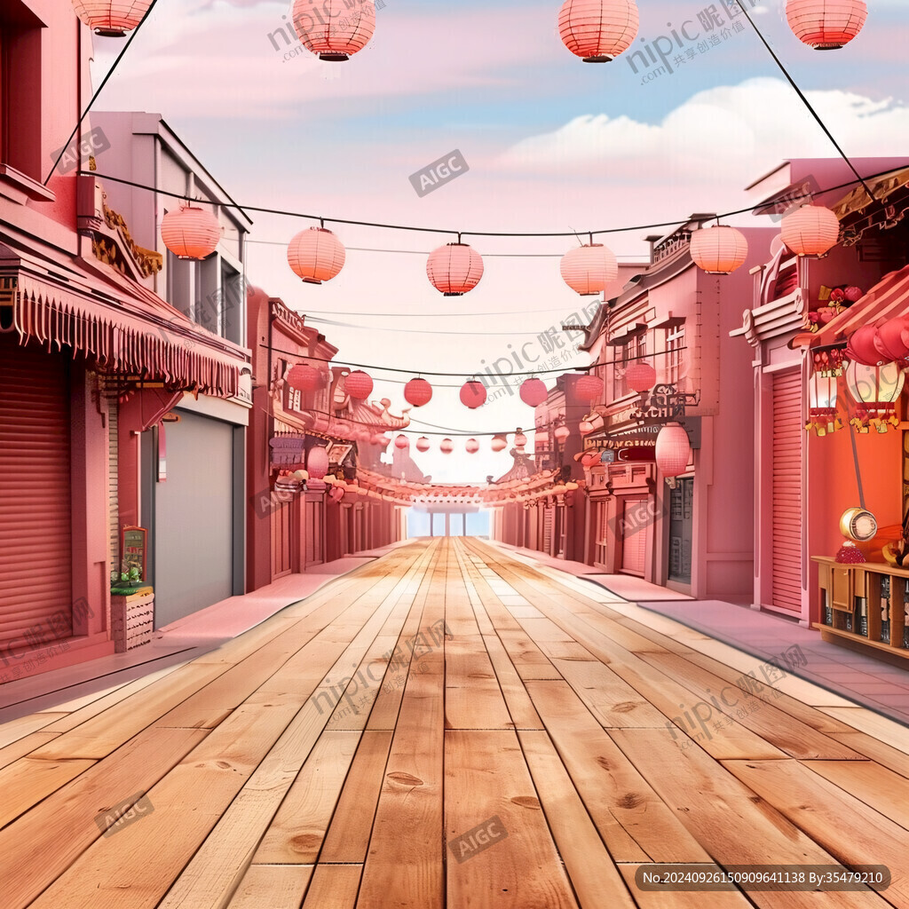 紅燈籠下的古鎮街道