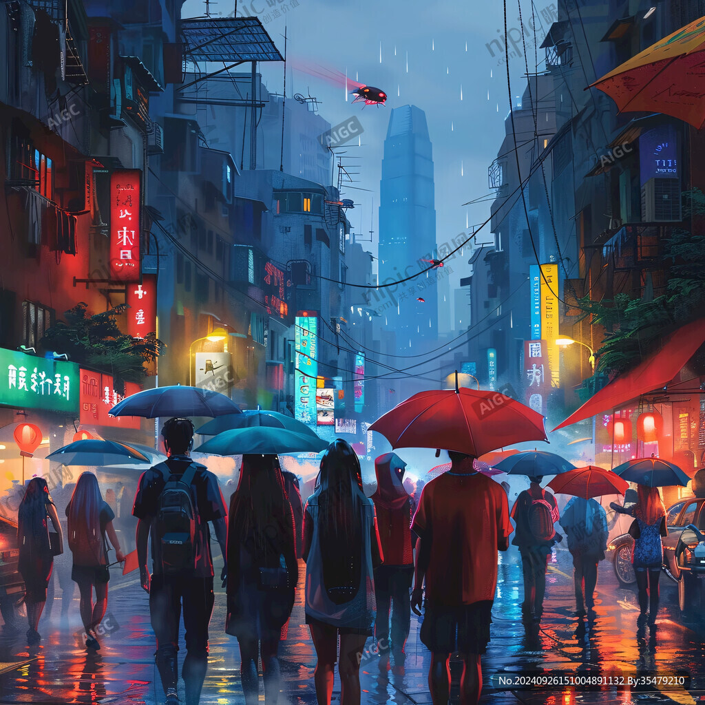 雨夜都市街景