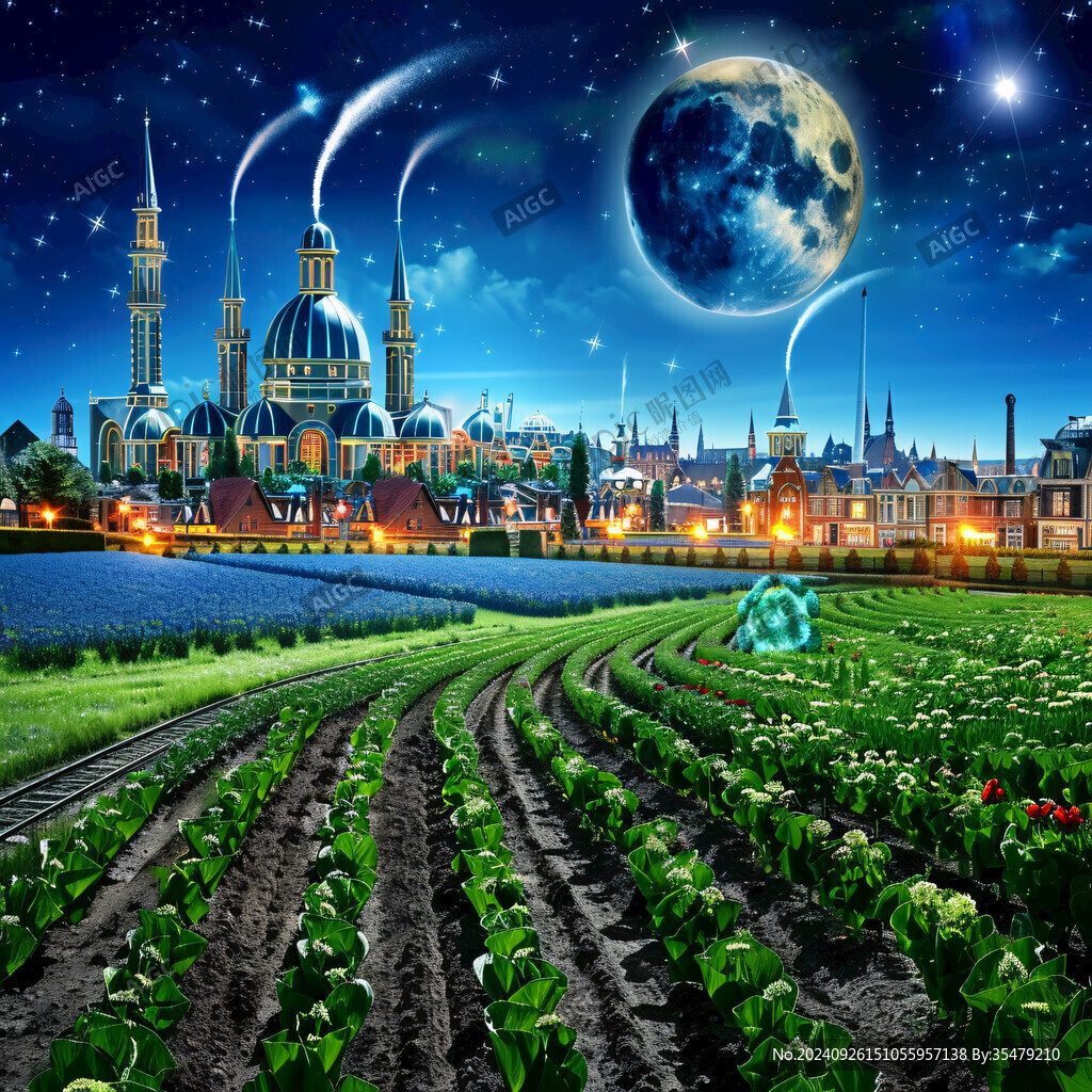 月夜下的奇幻之城