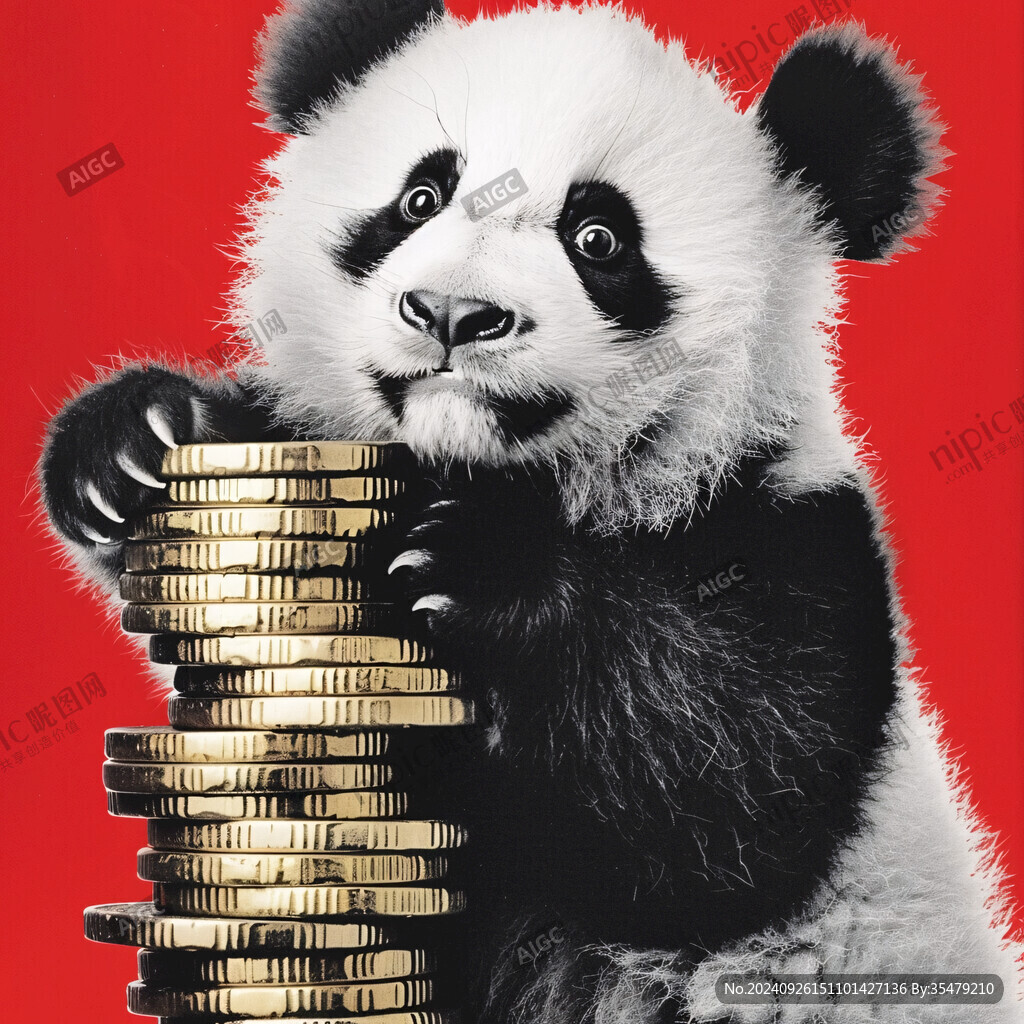 熊貓抱金 萌翻天